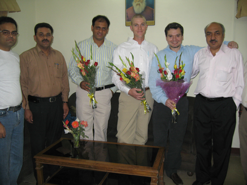 Vaidya Anthony with the Principal of an Ayurvedic institute in India and other doctors