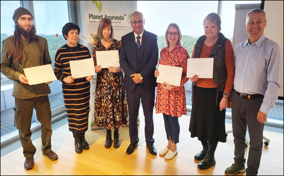 Dr. Vikram Chauhan with Students after Presenting Certificates to all the Participants in the Seminar on Ayurveda, conducted by Planet Ayurveda Latvia.