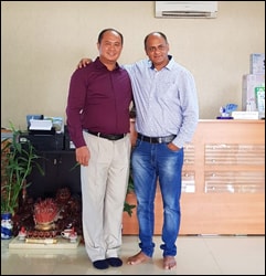 Dr. Vikram Chauhan (MD-Ayurveda) with Dr. Keang Seng (Planet Ayurveda Products Distributor in Phnom Penh, Cambodia)