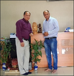 Dr. Vikram Chauhan (MD-Ayurveda) with Dr. Keang Seng (Planet Ayurveda Products Distributor in Phnom Penh, Cambodia)