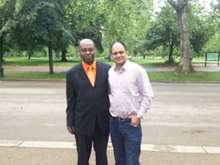 Dr. Vikram Chauhan with Mr. Augustine (An avid lover of Arjun tea) - London, UK
