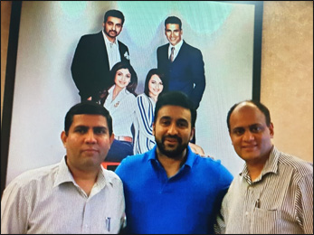 Dr. Vikram Chauhan (MD-Ayurveda) and Mr. Ashwani Thakur (General Manager of Planet Ayurveda) with Mr Raj Kundra