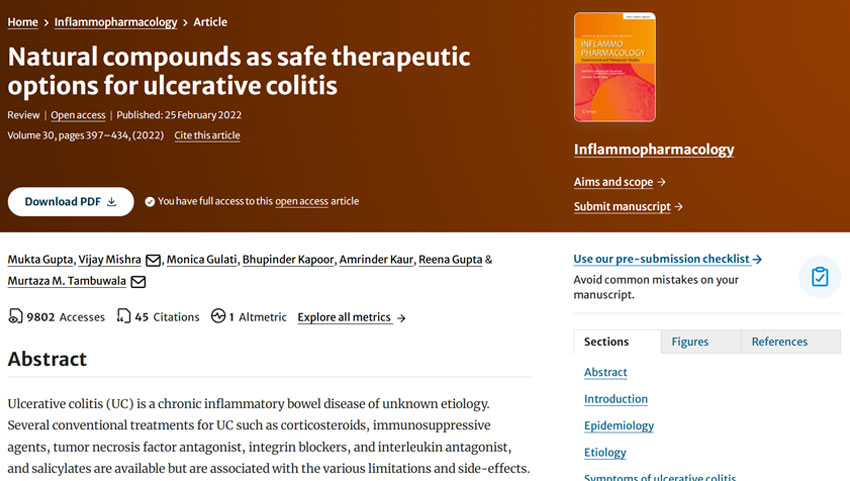 Natural Compounds, Safe Therapeutic Options For Ulcerative Colitis, UC, Research Papers, Case Study, Planet Ayurveda Research Papers, Planet Ayurveda Research Paper, Planet Ayurveda Case Study, Ayurveda's Role, Managing Ulcerative Colitis, Autoimmune Disorder, Dr. Vikram Chauhan, Dr. Meenakshi Chauhan